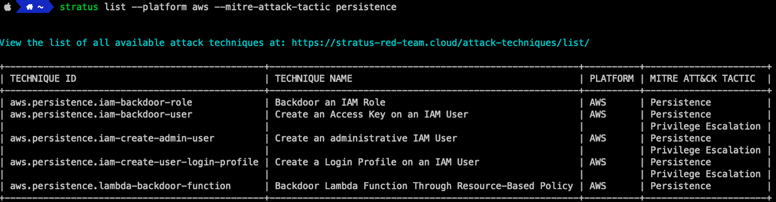 Console output for a backdoor AWS attack technique for persistence